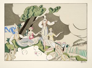 野餐，来自体育和娱乐，酒吧。 1914年（模版印刷）