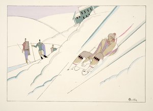 雪橇，来自体育和娱乐，酒吧。 1914年（模版印刷） 作者 查尔斯·马丁