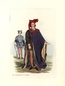 亨利四世和亨利五世时期的典型男性服饰，插图选自《Costumess Civils d