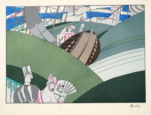 Water-Chute，来自体育和娱乐，酒吧。 1914年（模版印刷）