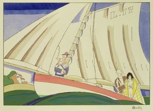 游艇，约1920年（纸上模版） 作者 查尔斯·马丁