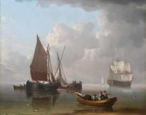 近海搁浅的船只，约 1800 年（布面油画）