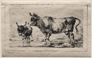 牛与驴，1849年。 作者 查尔斯·梅里昂