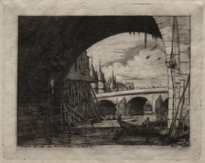 巴黎蚀刻：巴黎圣母院拱门，1853年。 作者 查尔斯·梅里昂