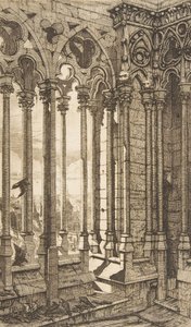 画廊，Nôtre-Dame大教堂，巴黎，1853年。 作者 查尔斯·梅里昂