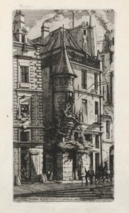 带有塔楼的房子，拉特克斯朗德大街（rue de laTixéranderie），巴黎，1852年。 作者 查尔斯·梅里昂