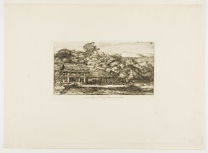 班克斯半岛阿卡罗阿的土著谷仓和小屋，1845 年 作者 查尔斯·梅里昂