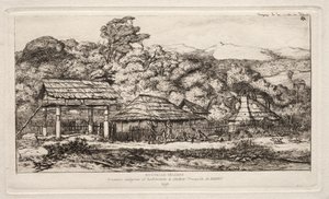 银行半岛阿卡罗阿的土著谷仓和小屋，1845年，1865年。 作者 查尔斯·梅里昂