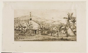 新喀里多尼亚：巴拉德至普埃坡路上的大型土著小屋，1845 年 作者 查尔斯·梅里昂