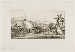 新喀里多尼亚：巴拉德至普埃坡路上的大型土著小屋，1845 年 作者 查尔斯·梅里昂