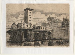 巴黎圣母院泵房，1852年。 作者 查尔斯·梅里昂