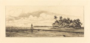 Océanie, ilots à Uvea (Wallis); Peche aux palmes, 1845 (大洋洲：渔业，在Uea或Wallis群中有棕榈树的附近岛屿) 作者 查尔斯·梅里昂
