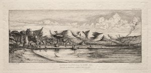 塞纳河在班克斯半岛阿卡罗阿的木炭燃烧点捕鱼，1845年，1863年。 作者 查尔斯·梅里昂