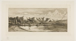 班克斯半岛阿卡罗阿科利尔角附近的围网捕鱼，1845 年 作者 查尔斯·梅里昂