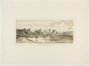 班克斯半岛阿卡罗阿科利尔角附近的围网捕鱼，1845 年 作者 查尔斯·梅里昂