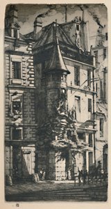 Tourelle De La Rue De La Tixeranderie 2nd State，9 34 x 5316英寸，1852，1927 作者 查尔斯·梅里昂