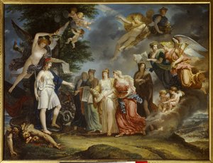 Siecle des Lumieres: "胜利的法国鼓励战争中的科学和艺术" 夏尔-梅尼耶（1768-1832）的画作 1795年 巴黎，马莫丹博物馆 作者 查尔斯梅尼尔