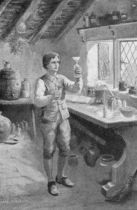 年轻的汉弗莱·戴维（Humphry Davy）进行他的第一个实验（石版画）
