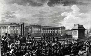1793年1月21日：路易十六的死亡（1754-93）在革命的地方，由Isidore Stanislas Helman（1743-1809）1793年刻