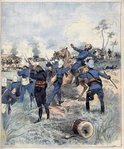 1892年9月19日，在达荷美（现在的贝宁）的莫雷尔水战后，指挥官法拉克斯在多格巴战役中死亡。 作者 查尔斯·莫雷尔
