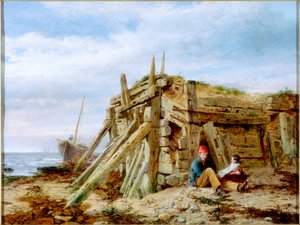 在防波堤下，c.1863 作者 查尔斯·纳皮尔·海米