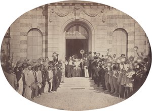 Asile Impérial de Vincennes: 8月15日，向皇帝敬礼，1859年。 作者 查尔斯·内格雷