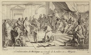 在法国隆伯尔会议上，将天主教徒定为异端，并予以谴责。 作者 Charles Nicolas II Cochin