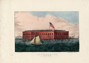 萨姆特堡：南卡罗来纳州查尔斯顿港，酒吧。作者：Currier und Ives，c.1861
