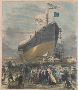 大共和国号海轮的下水，出版。  1866年11月24日。 作者 查尔斯·帕森斯