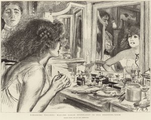 莎拉伯恩哈特夫人在她的更衣室（石版画） 作者 查尔斯·保罗（后）雷诺阿德