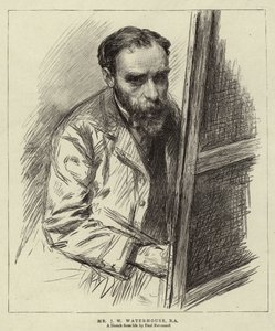 J W Waterhouse 先生, RA (石版画) 作者 查尔斯·保罗（后）雷诺阿德