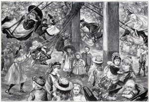伦敦巴特西公园的露天儿童体育馆--1898年--由保罗-勒努瓦根据生活绘制 作者 查尔斯·保罗·雷诺德