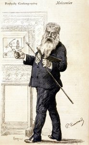 梅索尼埃的画像。 雕刻自 19 世纪末。 作者 查尔斯·保罗·雷诺德