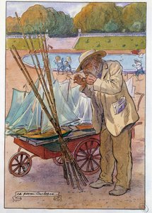 1909 年杜伊勒利花园的船商 夏尔-佩佐-迪特-卡洛佩兹（Charles Pezeu dit Carlopez）绘图（20 世纪 作者 查尔斯·佩泽·卡洛佩兹