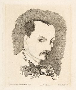 查尔斯-波德莱尔的自画像，出版。1869年（蚀刻画 作者 查尔斯-皮埃尔·波德莱尔