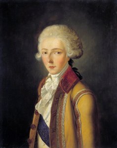 恩吉安公爵路易-安托万-亨利-德-波旁-孔德（Louis Antoine Henri de Bourbon-Conde, Duke of Enghien，1772-1804 年）的肖像--描绘的是 1788 年左右，身穿 "孔德家族 "狩猎服的路易-安托万-亨利-德-波旁-孔德。查尔斯-劳赫（Charles Rauch，1791-1857 年）1836 年绘制。尺寸路易-安托瓦肖像 作者 查尔斯·劳赫