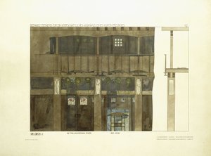 入口大厅，约1901年（彩色石版画） 作者 查尔斯·雷尼（后）麦金托什