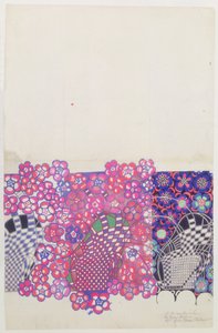 蓝色和粉红色的烟草花设计 作者 查尔斯·雷尼·麦金托什
