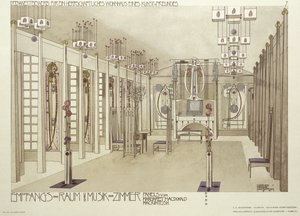 音乐室设计，约1901年 作者 查尔斯·雷尼·麦金托什