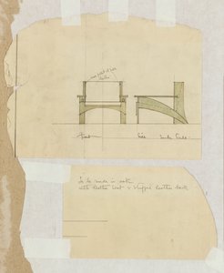 橡木扶手椅的设计，正面和侧面图，1905年 作者 查尔斯·雷尼·麦金托什