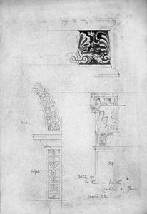 详细信息喷泉在洗手间，Certosa di Pavia，1891年（铅笔和灰色洗在纸上） 作者 查尔斯·雷尼·麦金托什