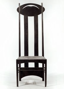 高背椅，c.1897（深色橡木，带有匆忙座椅和穿孔椭圆形后背轨道）