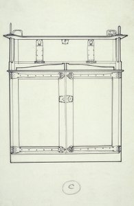 家具（橱柜）线条图，c.1910（纸上油墨） 作者 查尔斯·雷尼·麦金托什