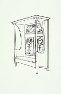 家具（橱柜）线条图，c.1910（纸上墨水） 作者 查尔斯·雷尼·麦金托什