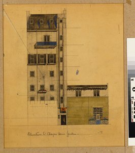 伦敦，Glebe Place和上Cheyne Walk拟议工作室的立面图 作者 查尔斯·雷尼·麦金托什