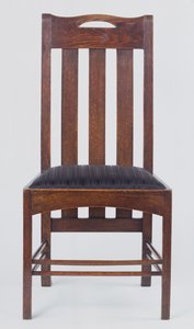 侧椅，两人之一，为Cranstons Argyle Street Tearooms小姐制作，格拉斯哥，1896年（橡树） 作者 查尔斯·雷尼·麦金托什