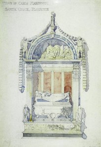 Carlo Marsuppini墓，圣十字教堂，佛罗伦萨，1891年（纸上水彩） 作者 查尔斯·雷尼·麦金托什