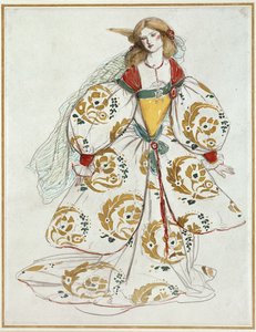 服装设计（白皮书上的水彩石墨） 作者 查尔斯·里基茨
