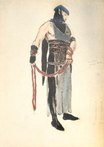 1912年Le Mort de Tintagiles女王仆人的服装设计（纸上写着） 作者 查尔斯·里基茨