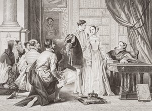 1553年7月8日，Sion House从“英国和苏格兰历史插图”第一卷中不再接受王冠 作者 查尔斯·罗伯特·莱斯利
